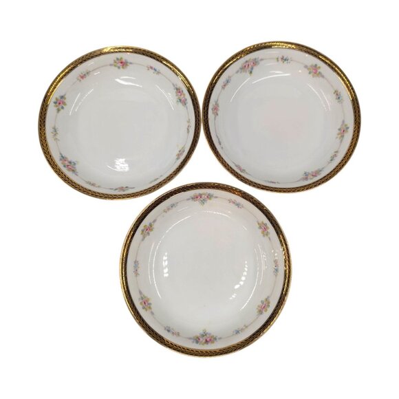 Noritake M Fruit Berry Bowl LOT OF 3 Roses Gold Encrusted N224 5.25" JAPAN - Picture 2 of 13